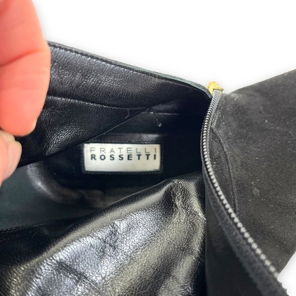 Fratelli Rossetti Boots Women 10 Black Suede Stiletto Mob Wife Maximalist Luxury - Picture 16 of 16